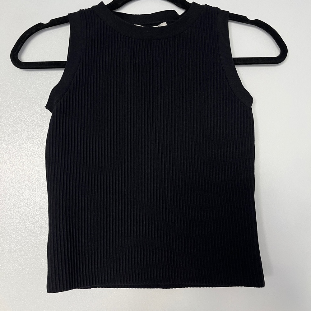 Black Ribbed Sleeveless Top